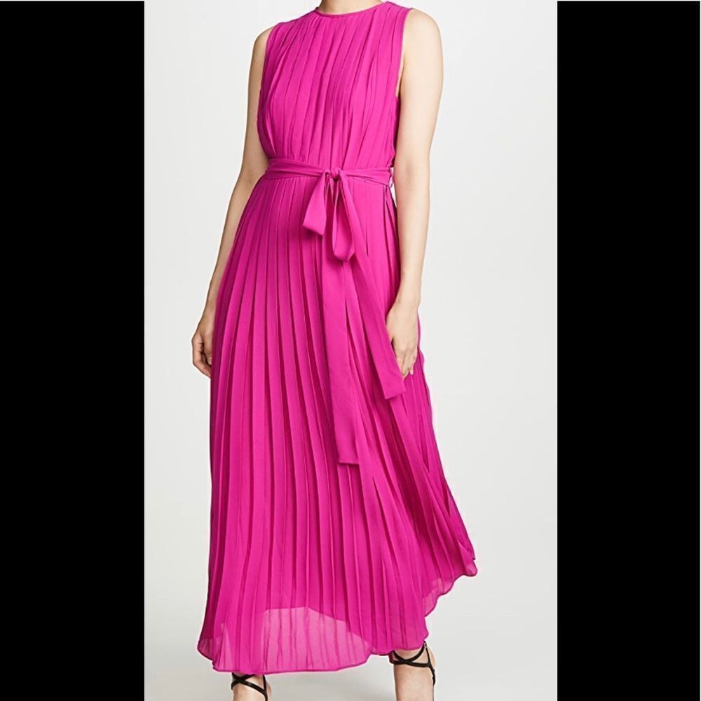 NEW Fame And Partners pink pleated long dress 6